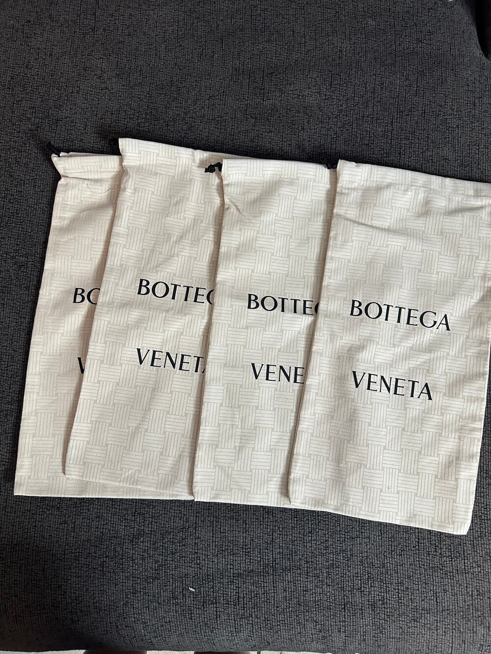 Bottega Veneta Large Cotton Drawstring Dust Bags Beige Cream Set of 4 NWOT
